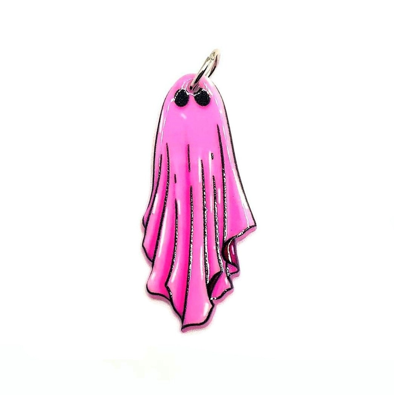 1, 4 or 20 Pieces: Pink Goth Ghost Halloween Charms - Double Sided